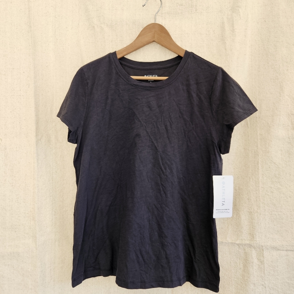 ATHLETA Organic Daily Crew Black T-Shirt Large